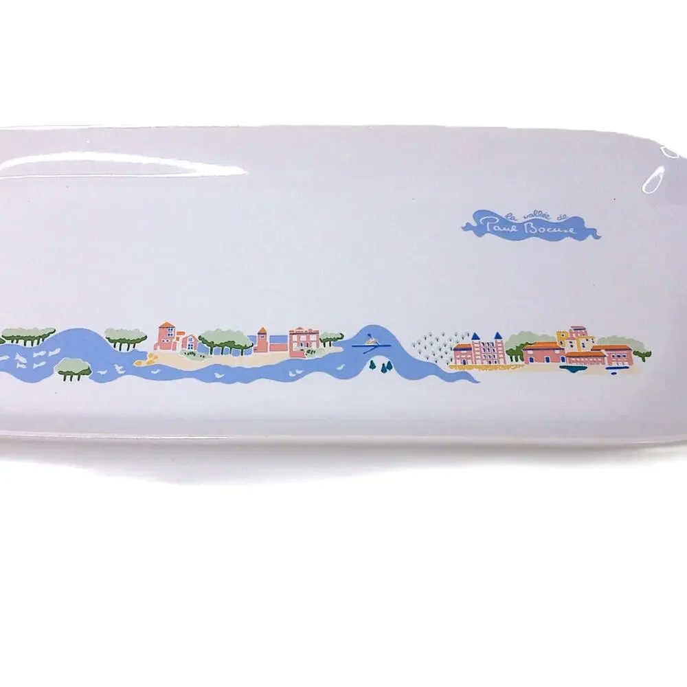 Vintage 1987 Paul Bocuse Robinson Tray Platter La Vallee Town Scene Pottery